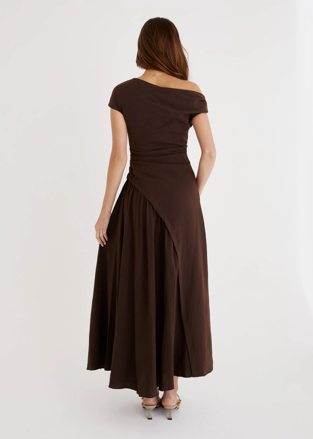 Tropicali Drop Shoulder Maxi Dress - Chocolate