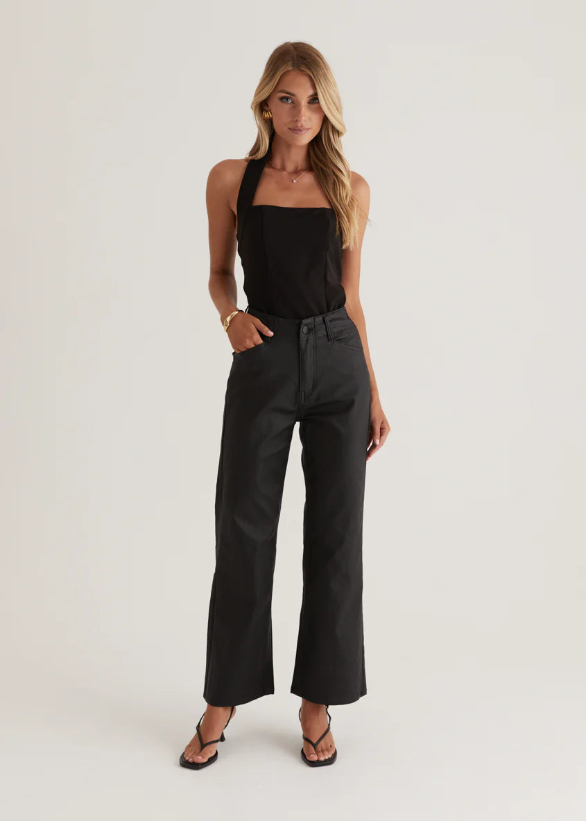Nika Coated Pants - Black