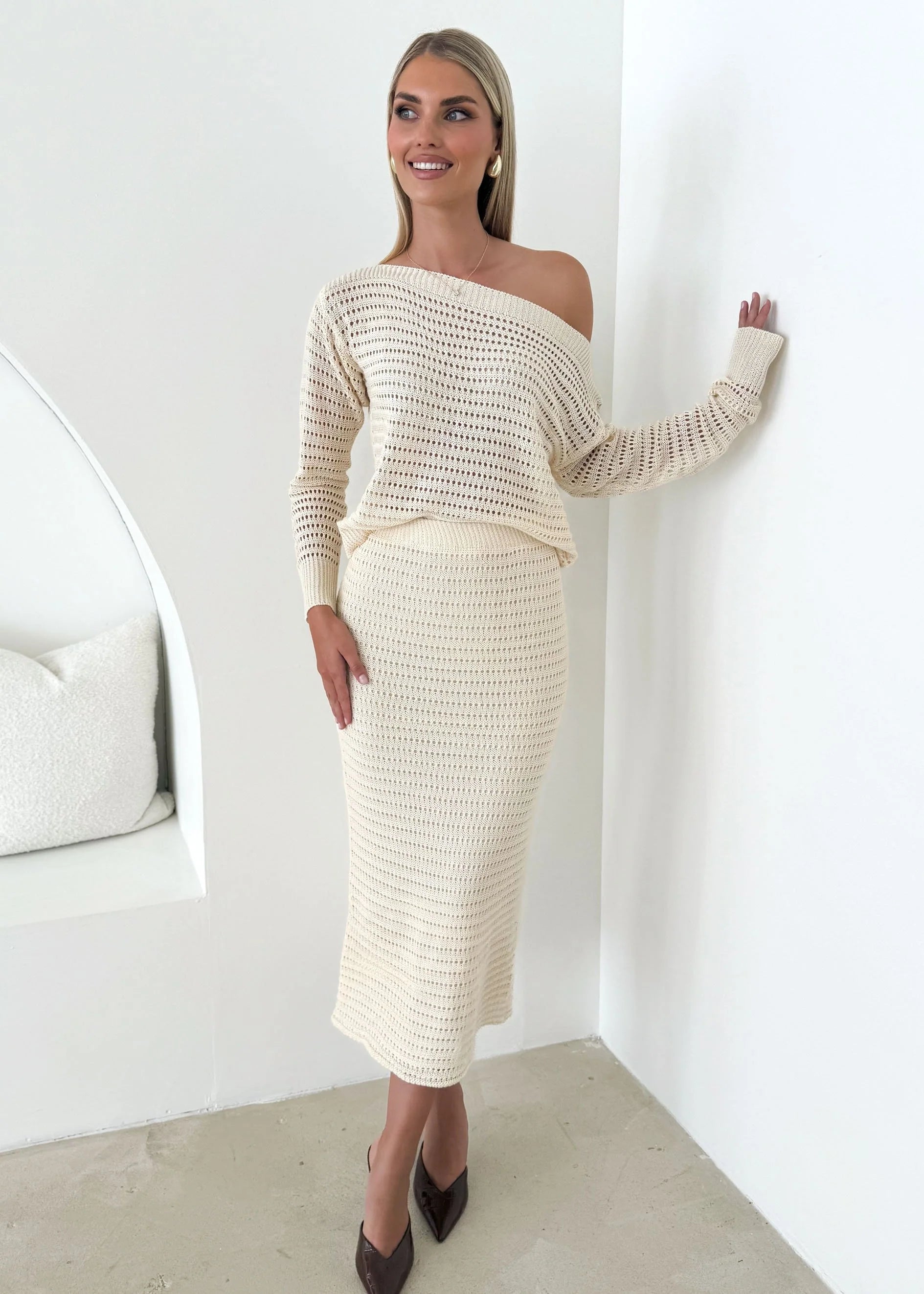 Juna Midi Skirt - Cream