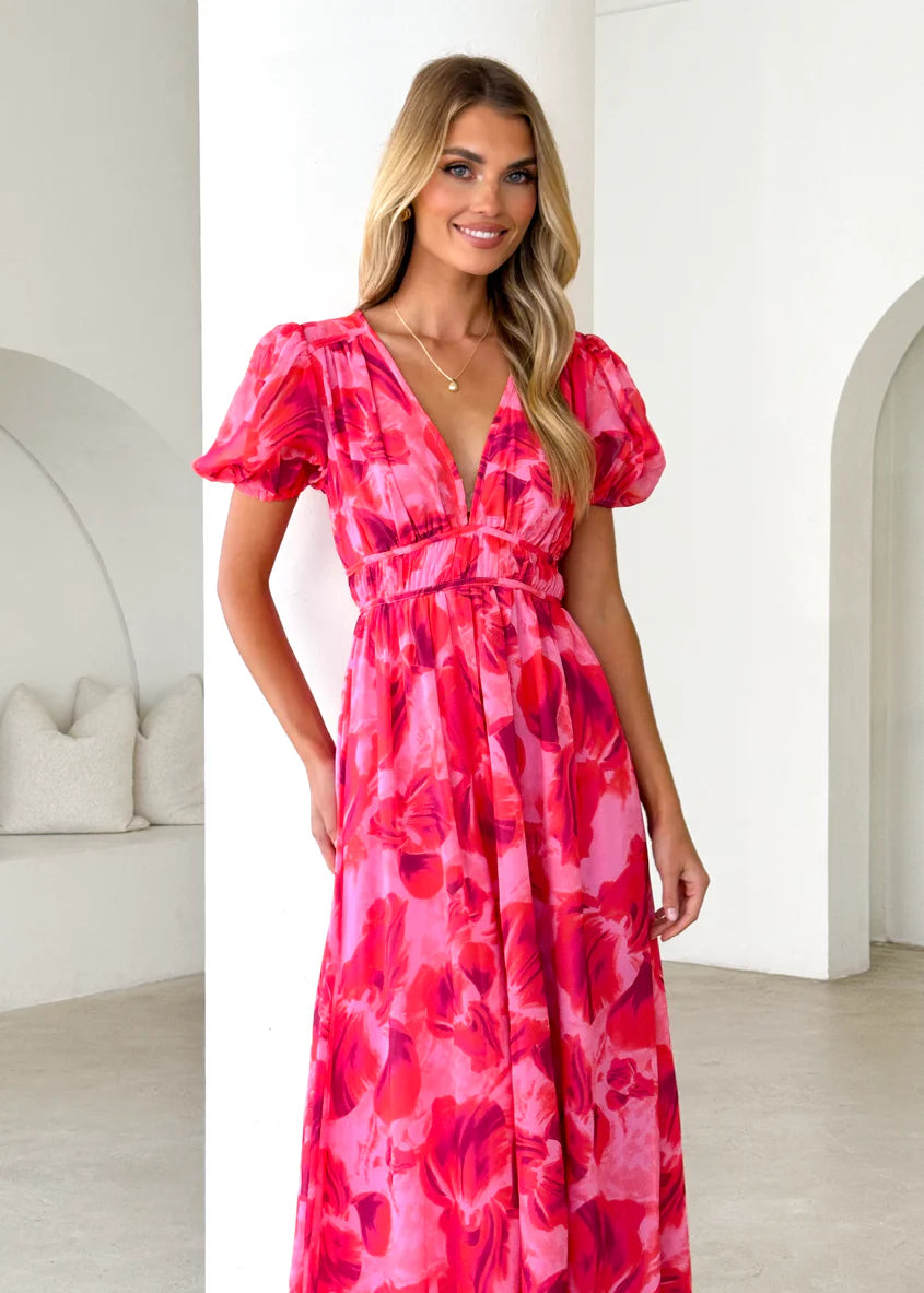 Wynne Maxi Dress - Magenta Floral