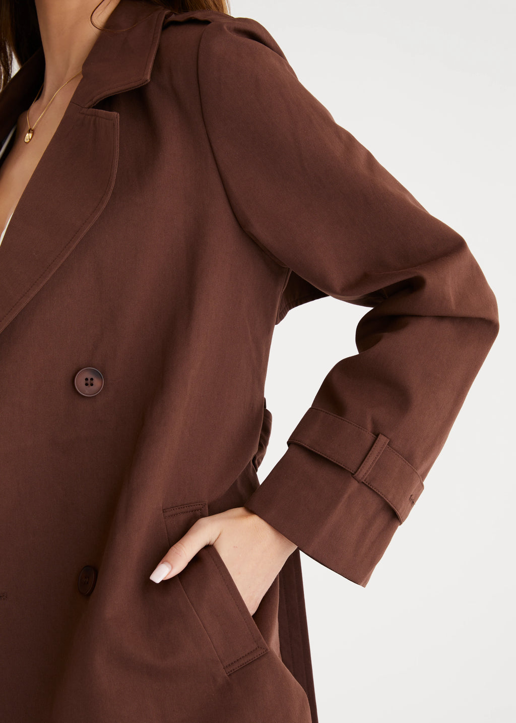 Alissa Cropped Trench Coat - Espresso
