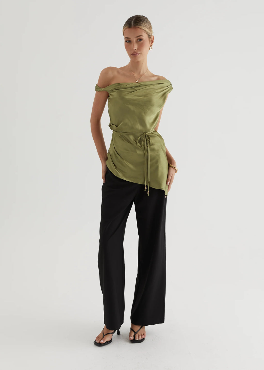 Sasha One Shoulder Top - Olive