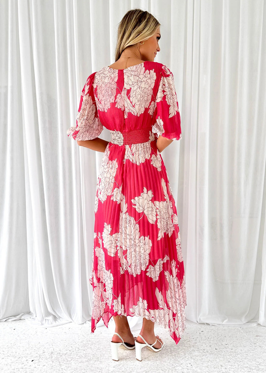 Twinker Midi Dress - Pink Floral