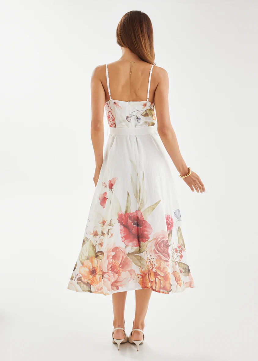 Andrea Midi Dress - White Garden