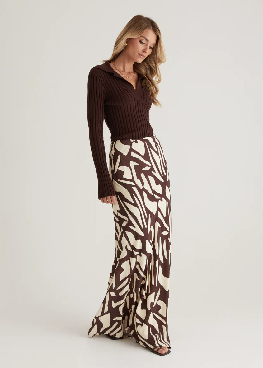 Vance Maxi Skirt - Choc Vanilla