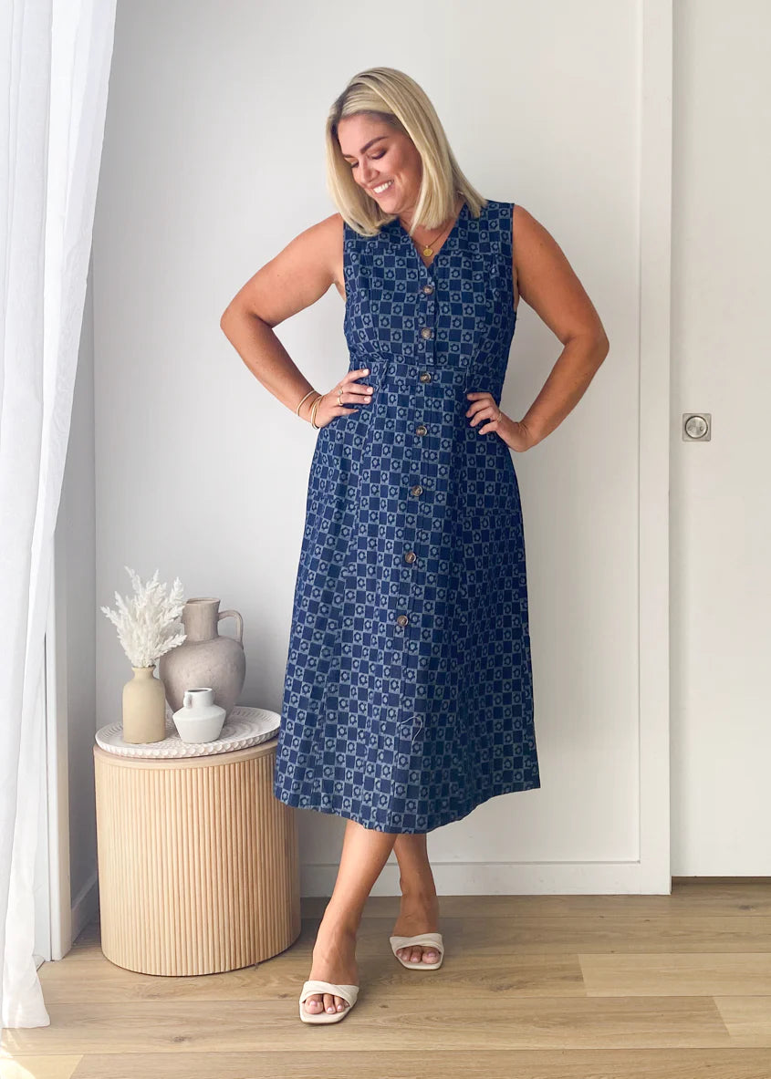 Hazel Midi Dress - Indigo