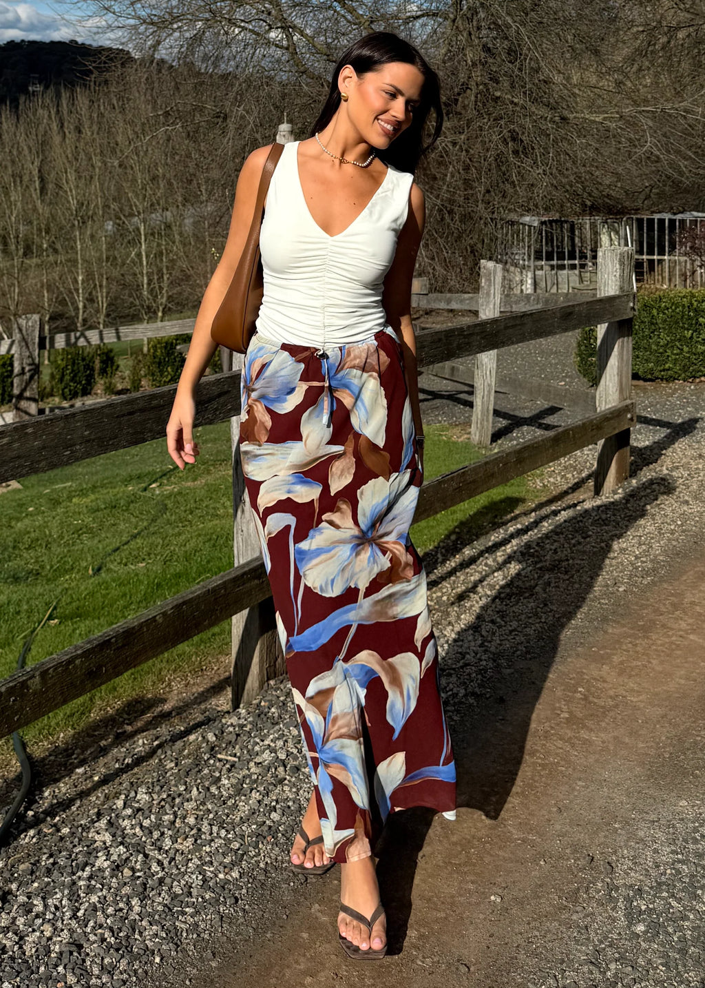 Skyla Maxi Skirt - Burgundy Anya