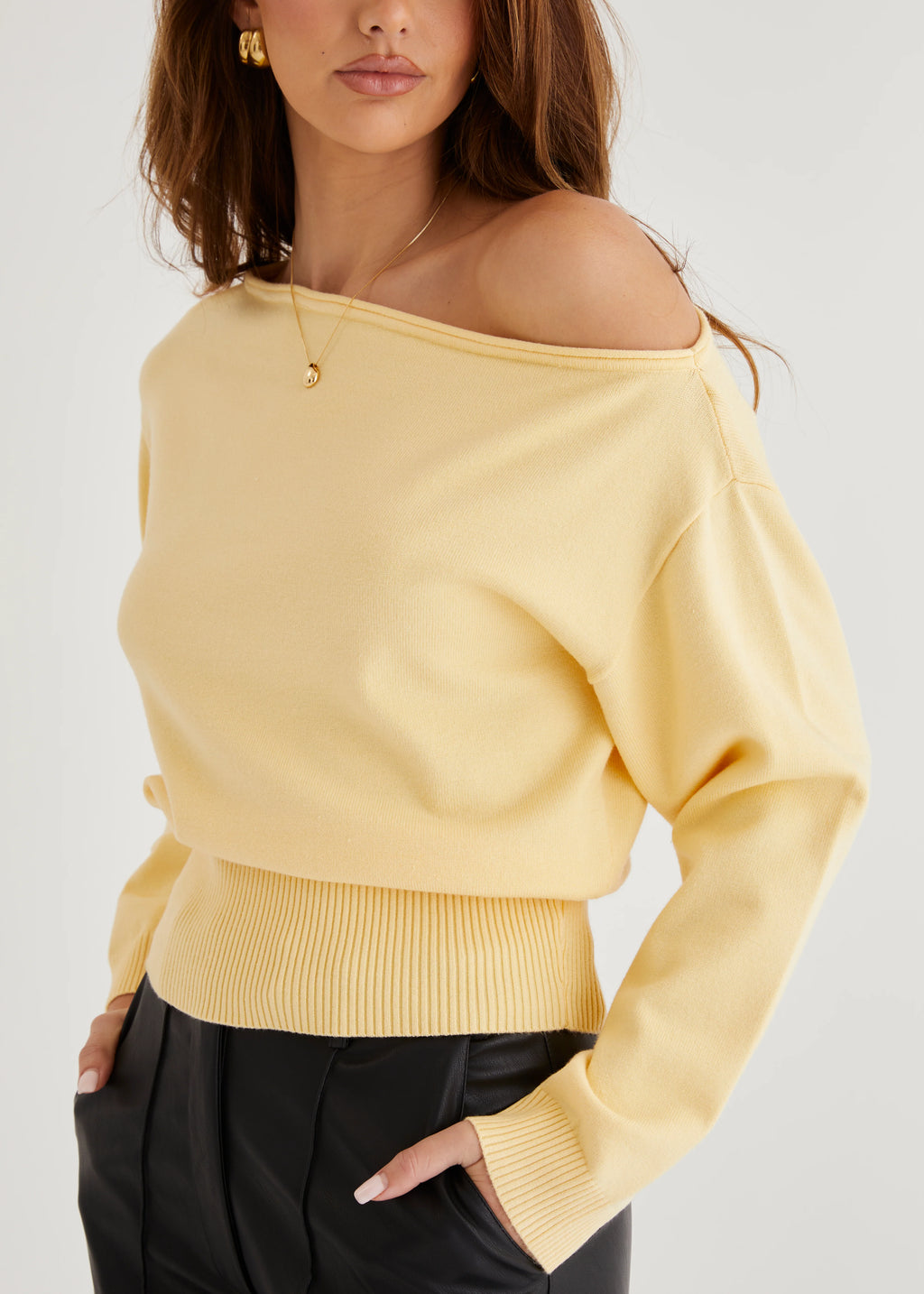 Ally Drop Shoulder Knit Top - Lemon