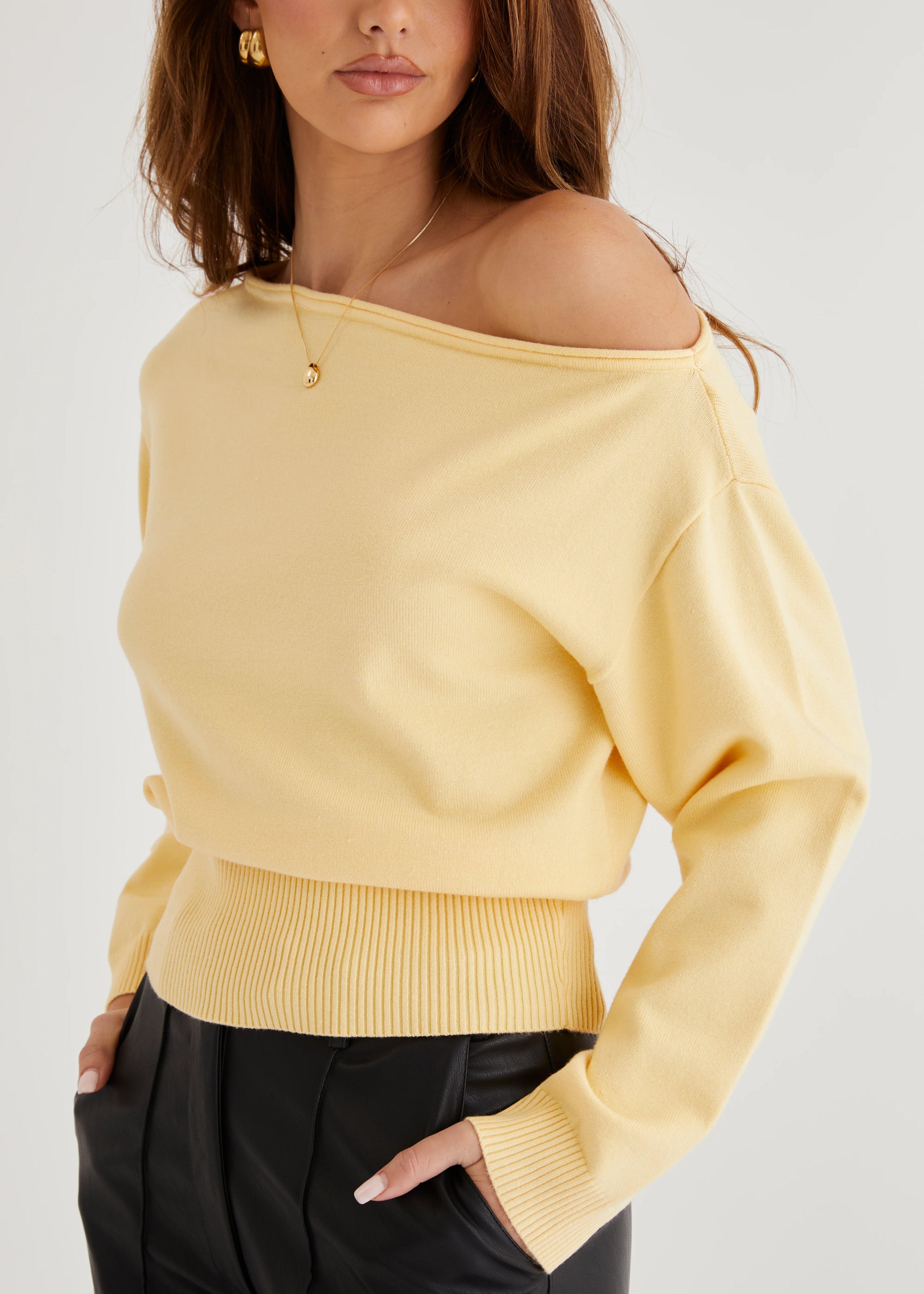 Ally Drop Shoulder Knit Top - Lemon