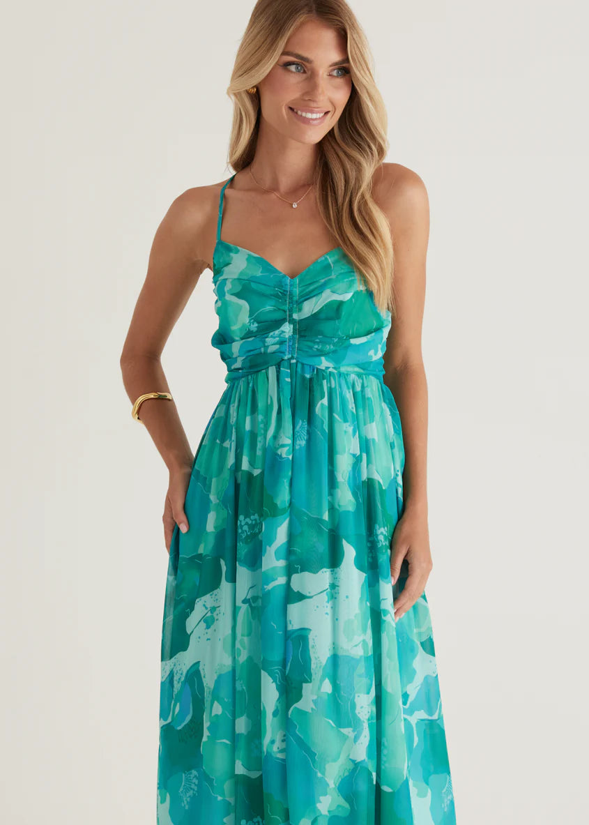 Tahitian Midi Dress - Green Rush