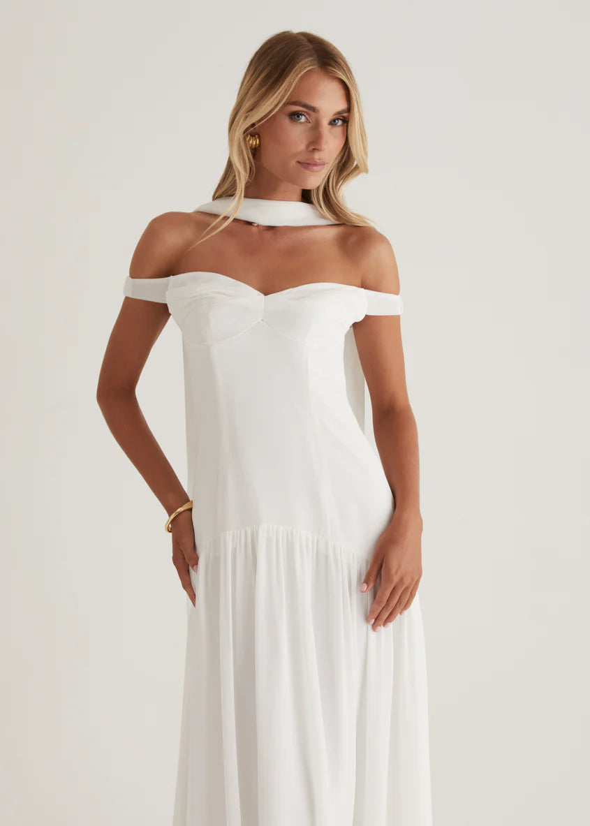 Kirah Off Shoulder Maxi Dress - Off White
