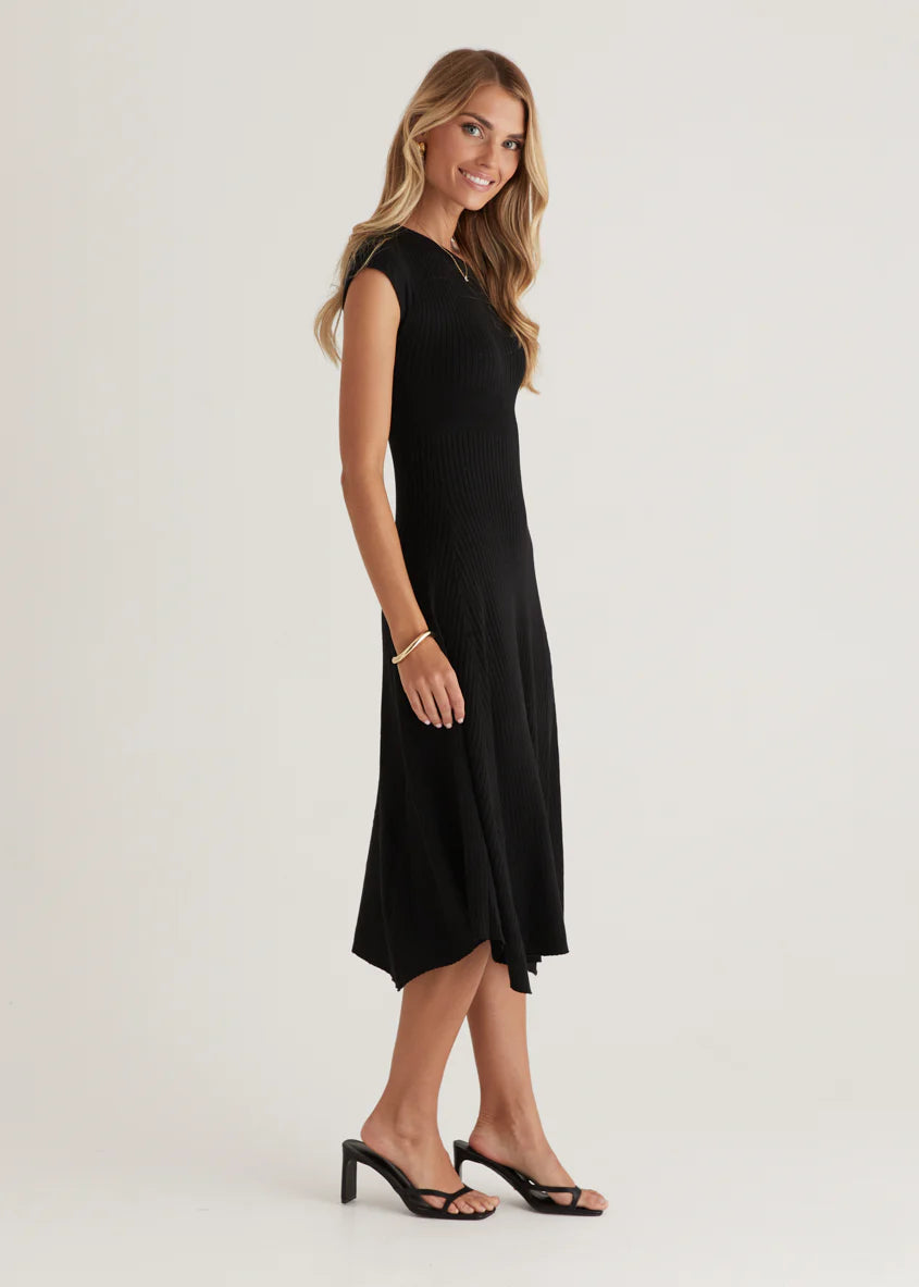 Siren Knit Midi Dress - Black