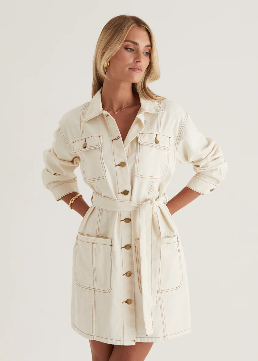 Begra Denim Dress - Sand