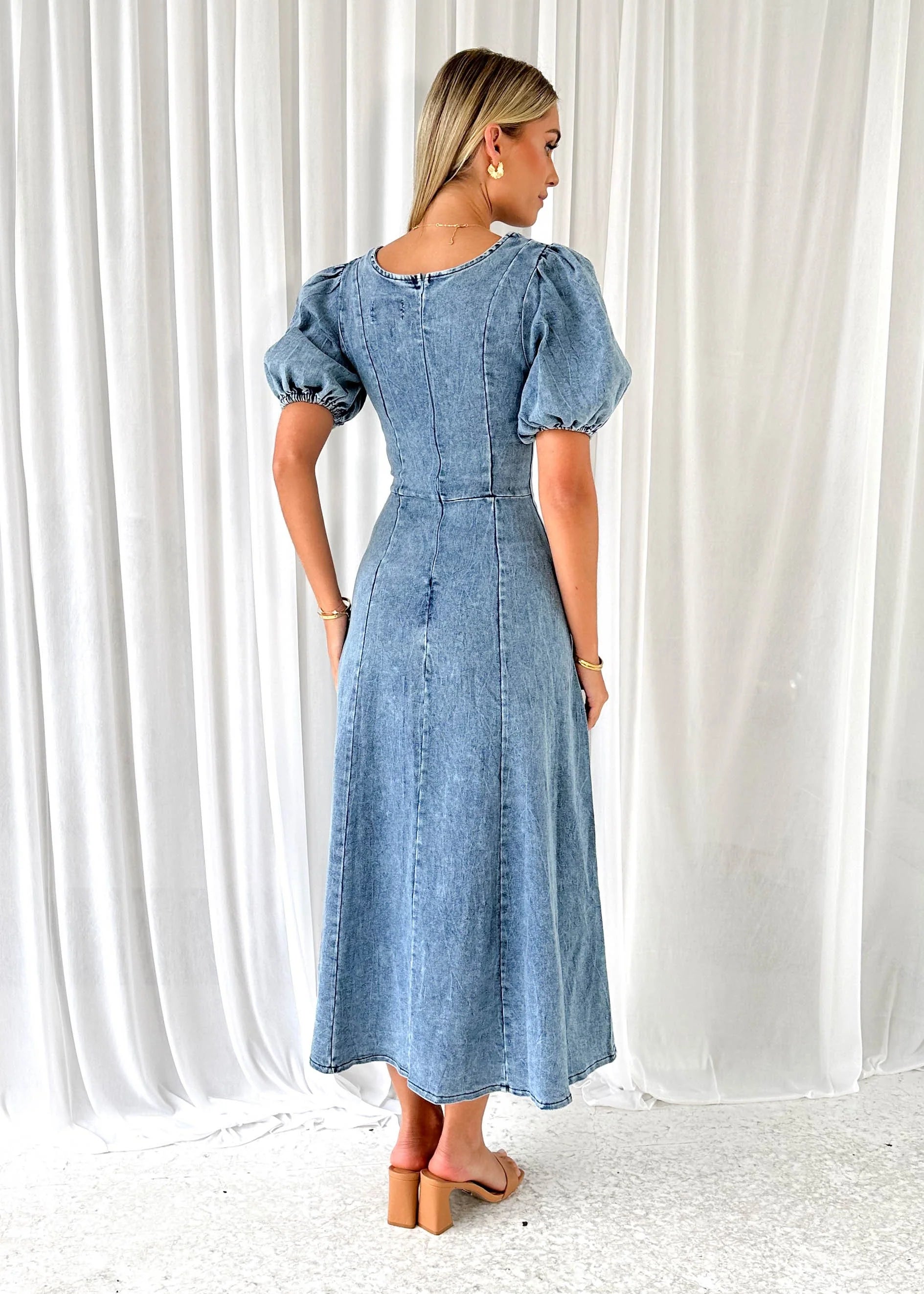 Madrie Stretch Denim Dress - Mid Blue