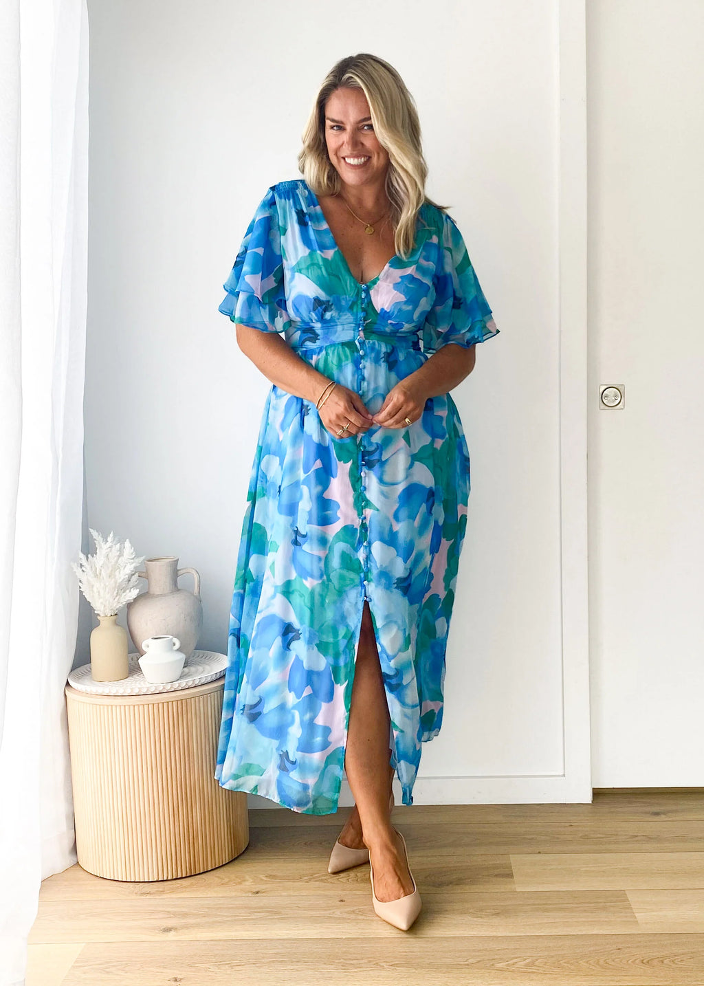 Harpa Midi Dress - Blue Blooms