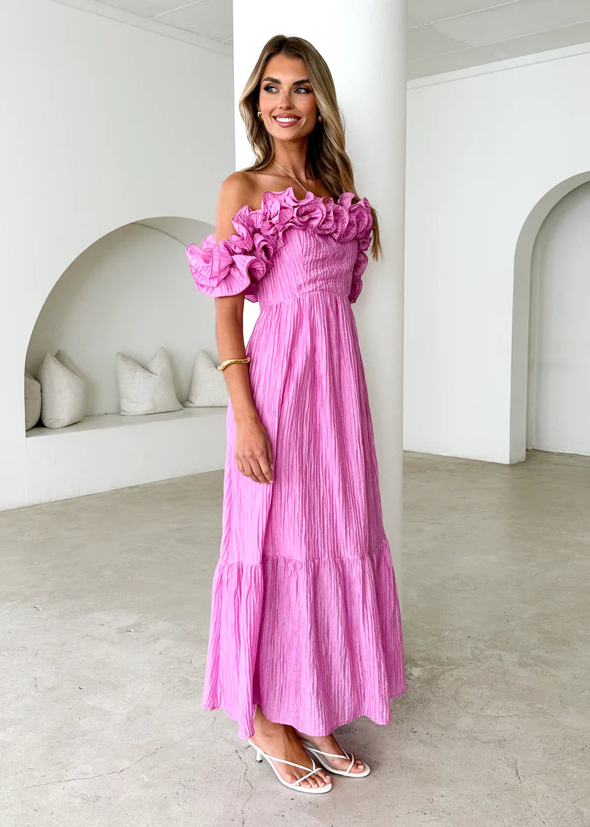 Marlow Off Shoulder Maxi Dress - Pink