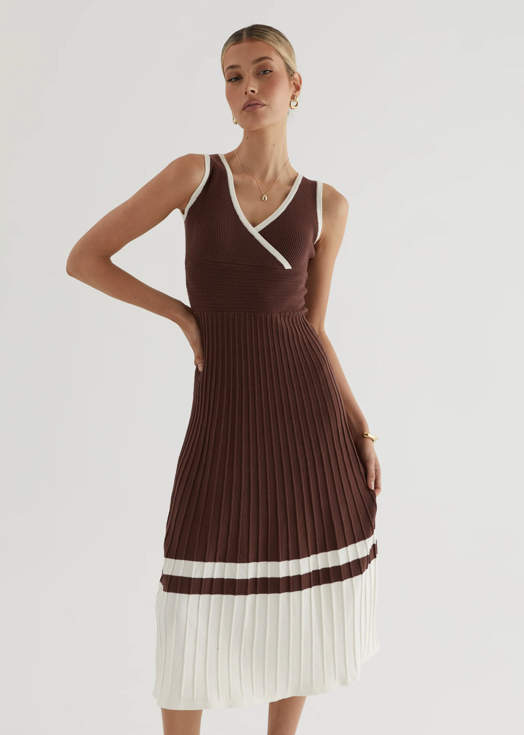 Radiate Knit Midi Dress - Chocolate