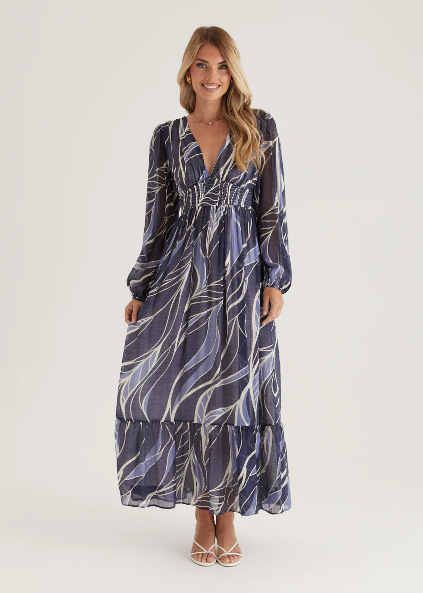 Skyline Maxi Dress - Navy Swirl