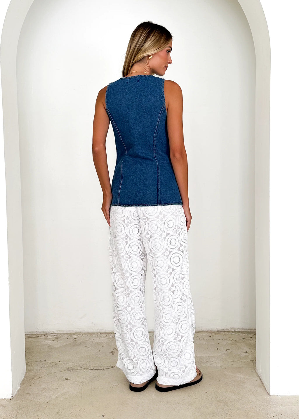 Sandra Denim Vest - Mid Blue