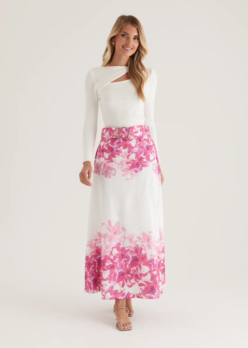 Averie Maxi Skirt - Pink Floral