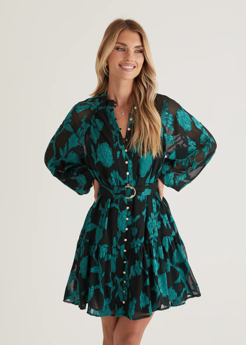 Azalea Dress - Emerald Floral
