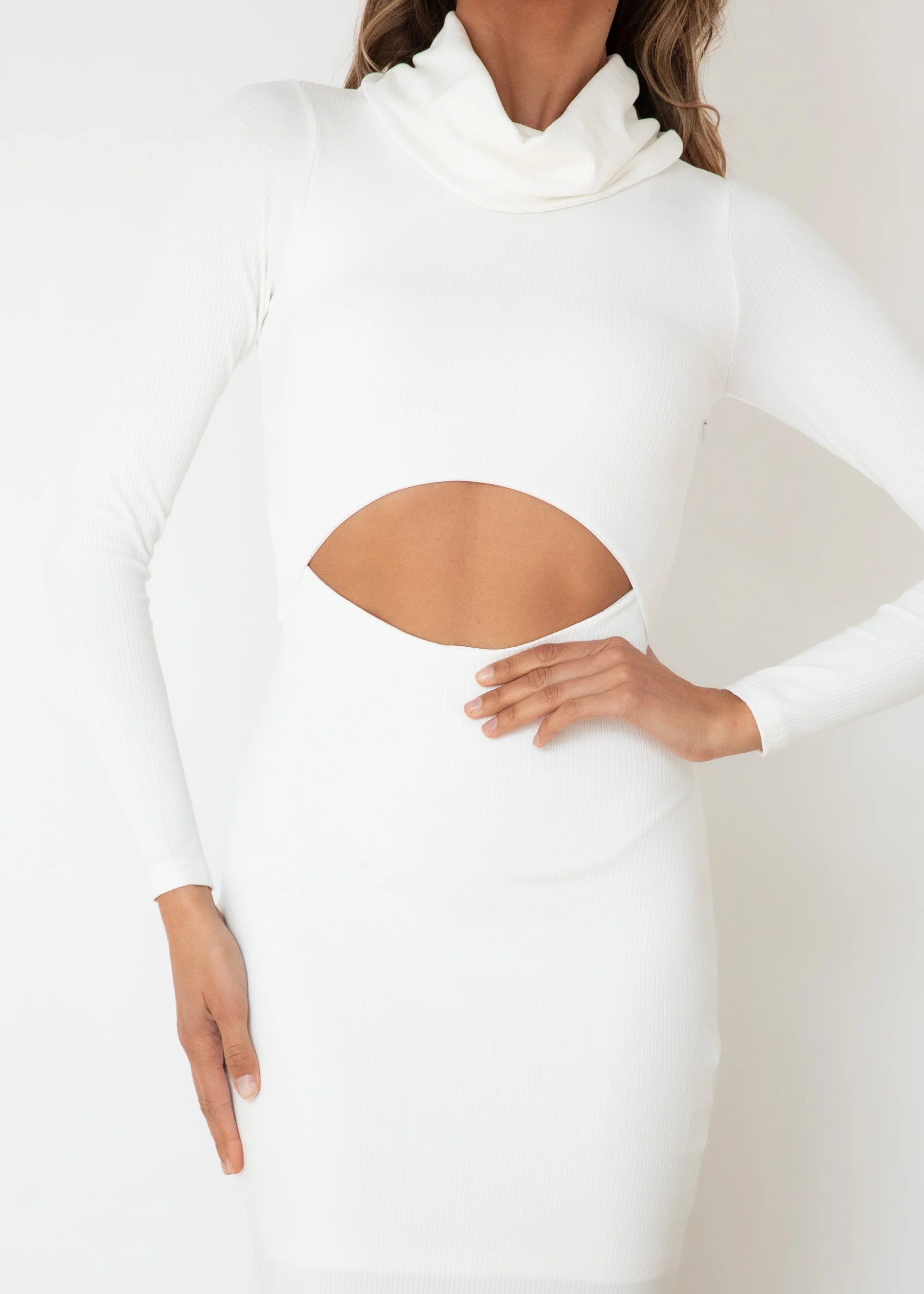 Analeah Cut Out Midi Dress - Off White