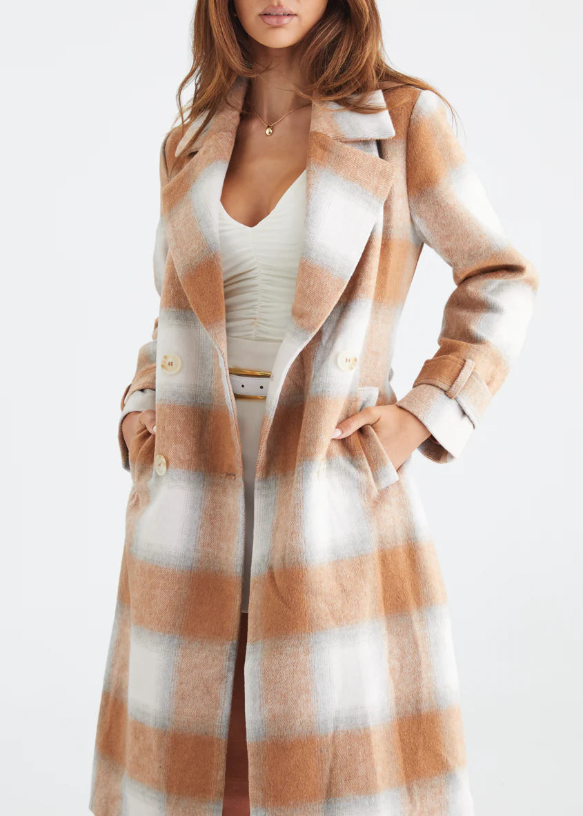 Laterro Coat - Tan Check