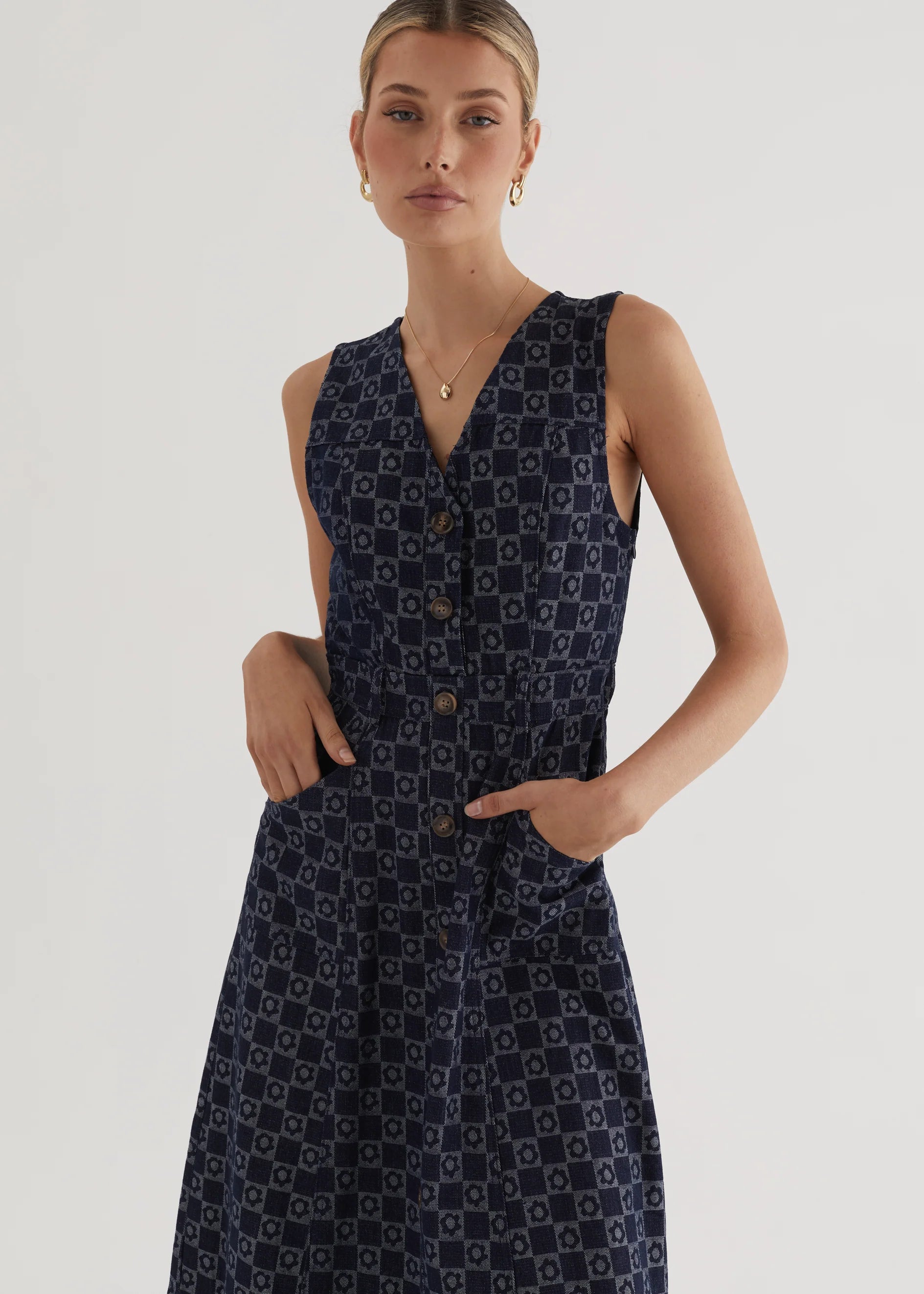 Hazel Midi Dress - Indigo