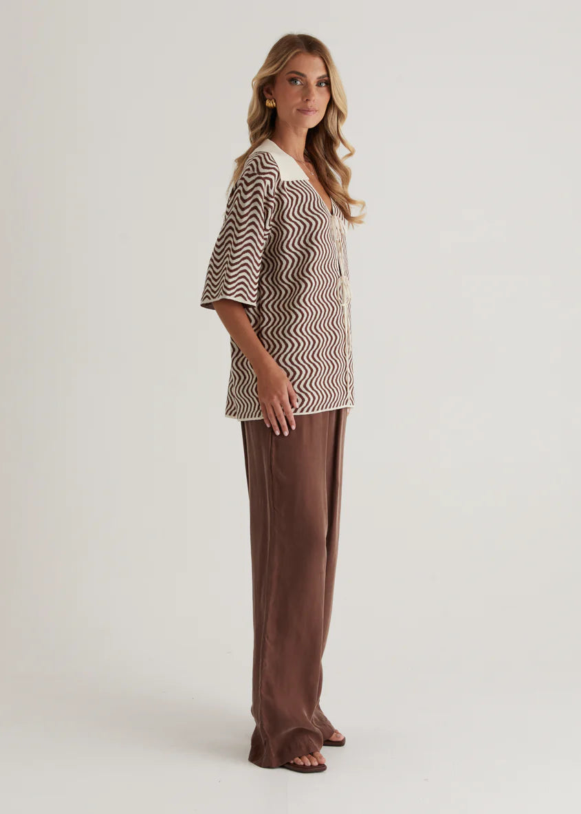 Charley Knit Top - Brown Swirl