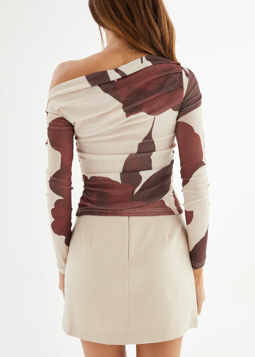 Mikoh Drop Shoulder Top - Choc Flowers