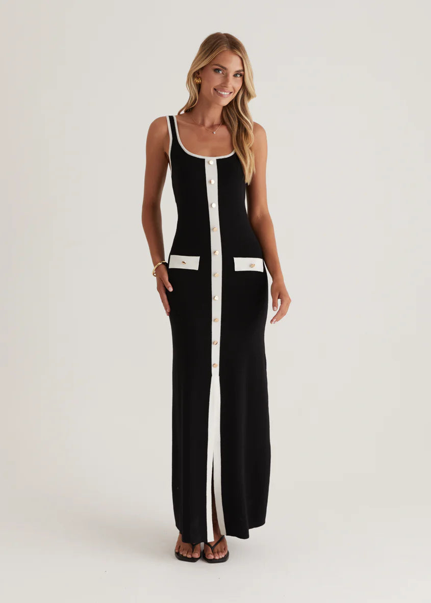 Praia Knit Maxi Dress - Black
