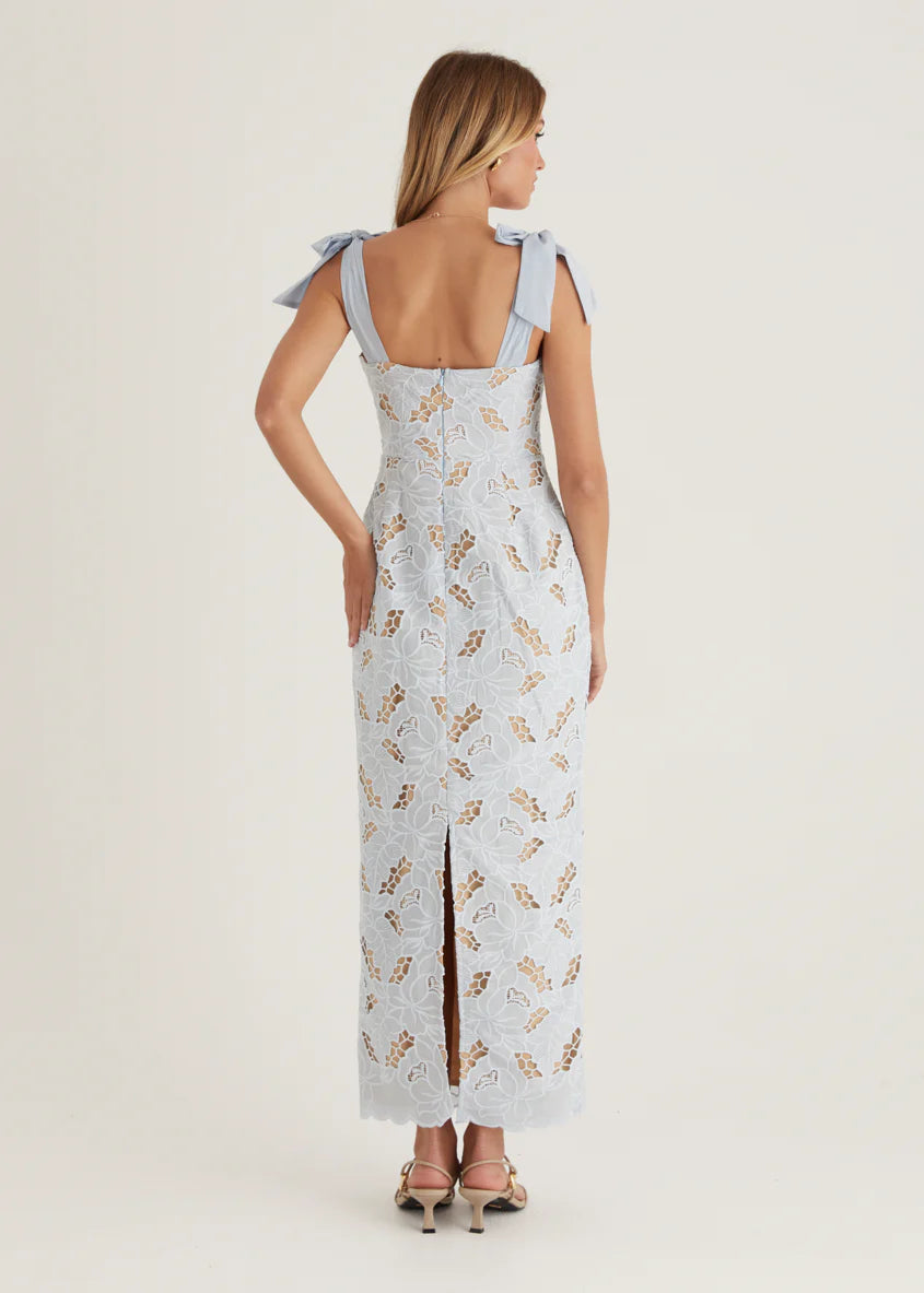 Serenity Embroidered Maxi Dress - Baby Blue