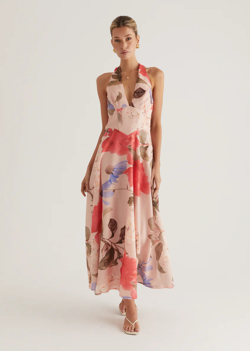 Ricky Halter Maxi Dress - Blush Floral