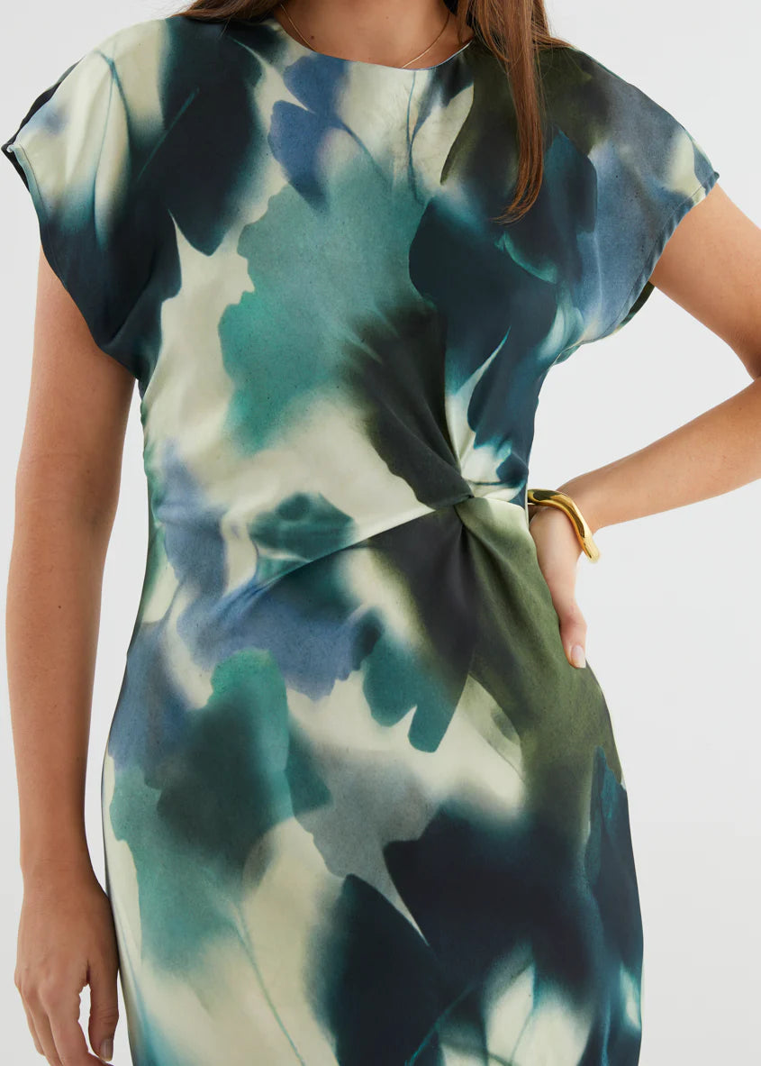 Odesza Maxi Dress - Olive Abstract