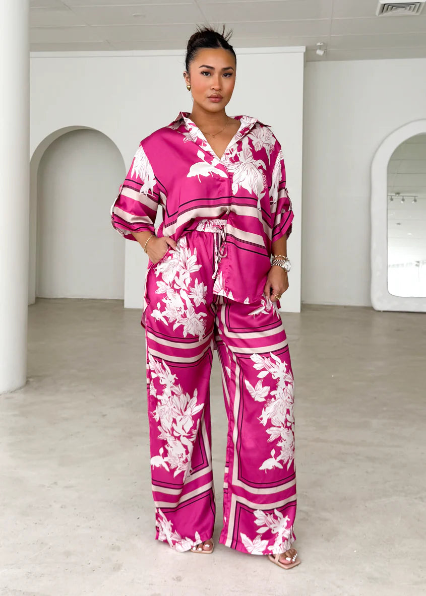 Kaycie Shirt - Magenta Floral