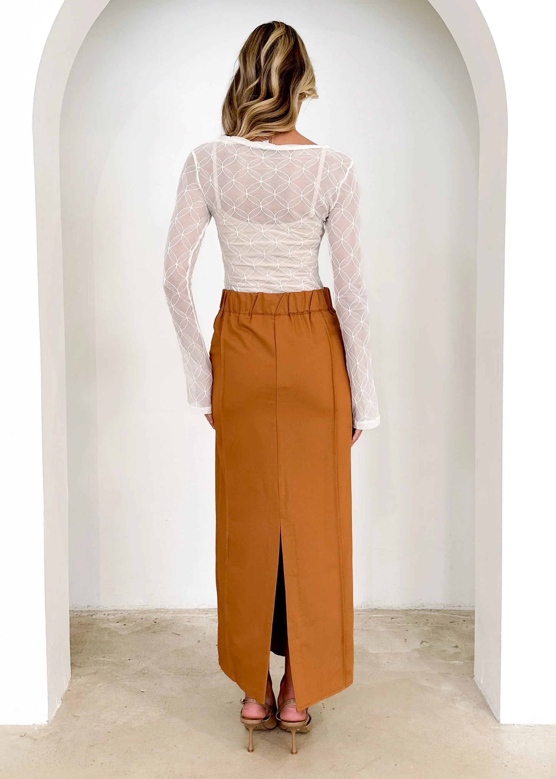 Corina Midi Skirt - Rust