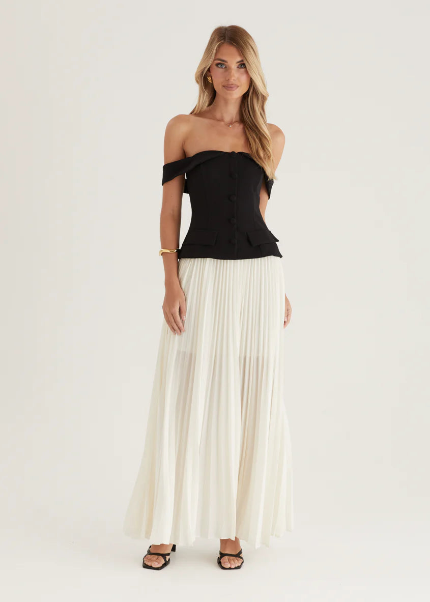 Sorelli Off Shoulder Midi Dress - Black Splice