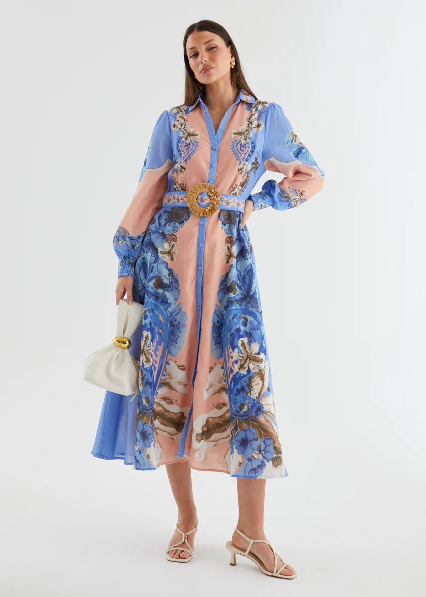 Huntington Midi Dress - Blue Willow