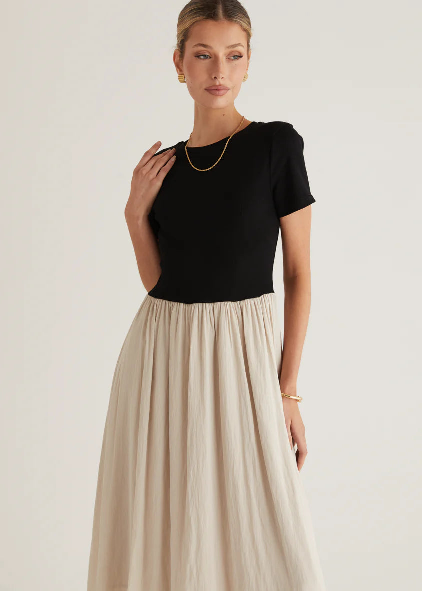 Riptide Maxi Dress - Beige Splice