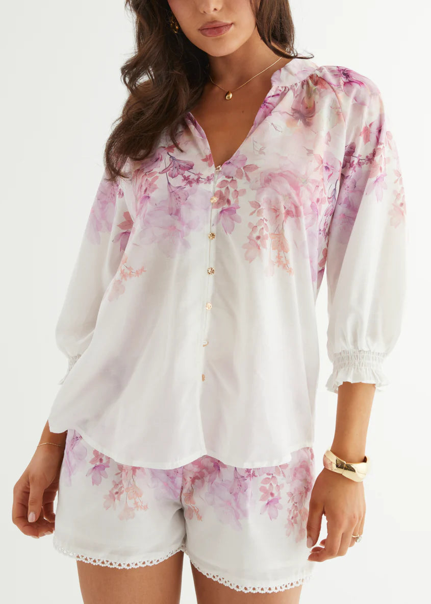 Gillia Blouse - Pink Flowers