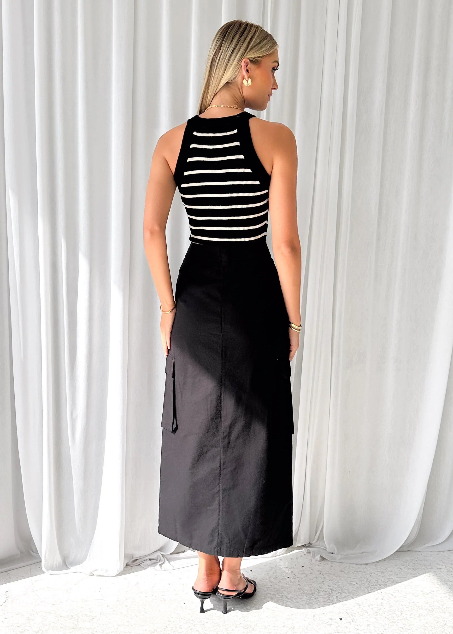 Tellroe Cargo Maxi Skirt - Black
