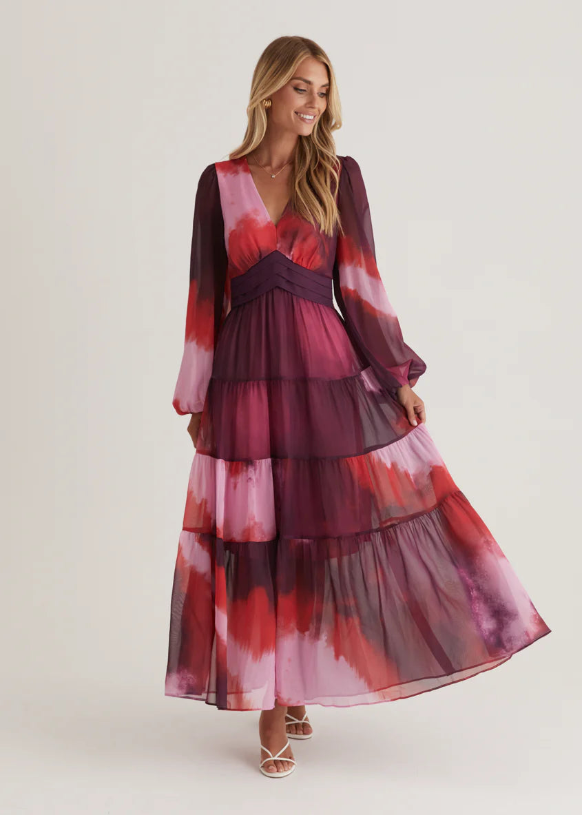 Mayella Maxi Dress - Plum Tie Dye