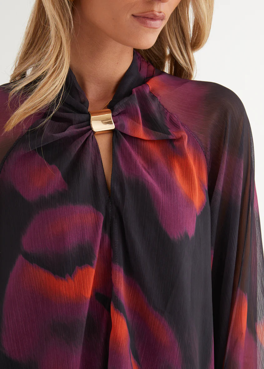 Magnolia Blouse - Black Watercolour