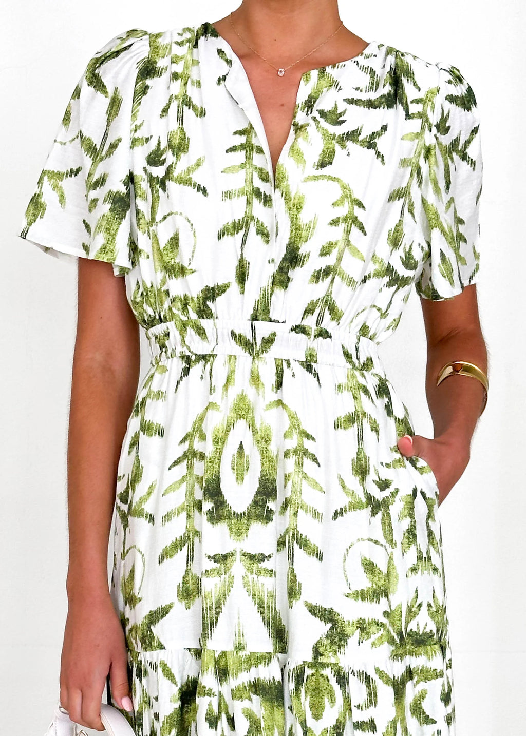 Valley Midi Dress - Green Abstract