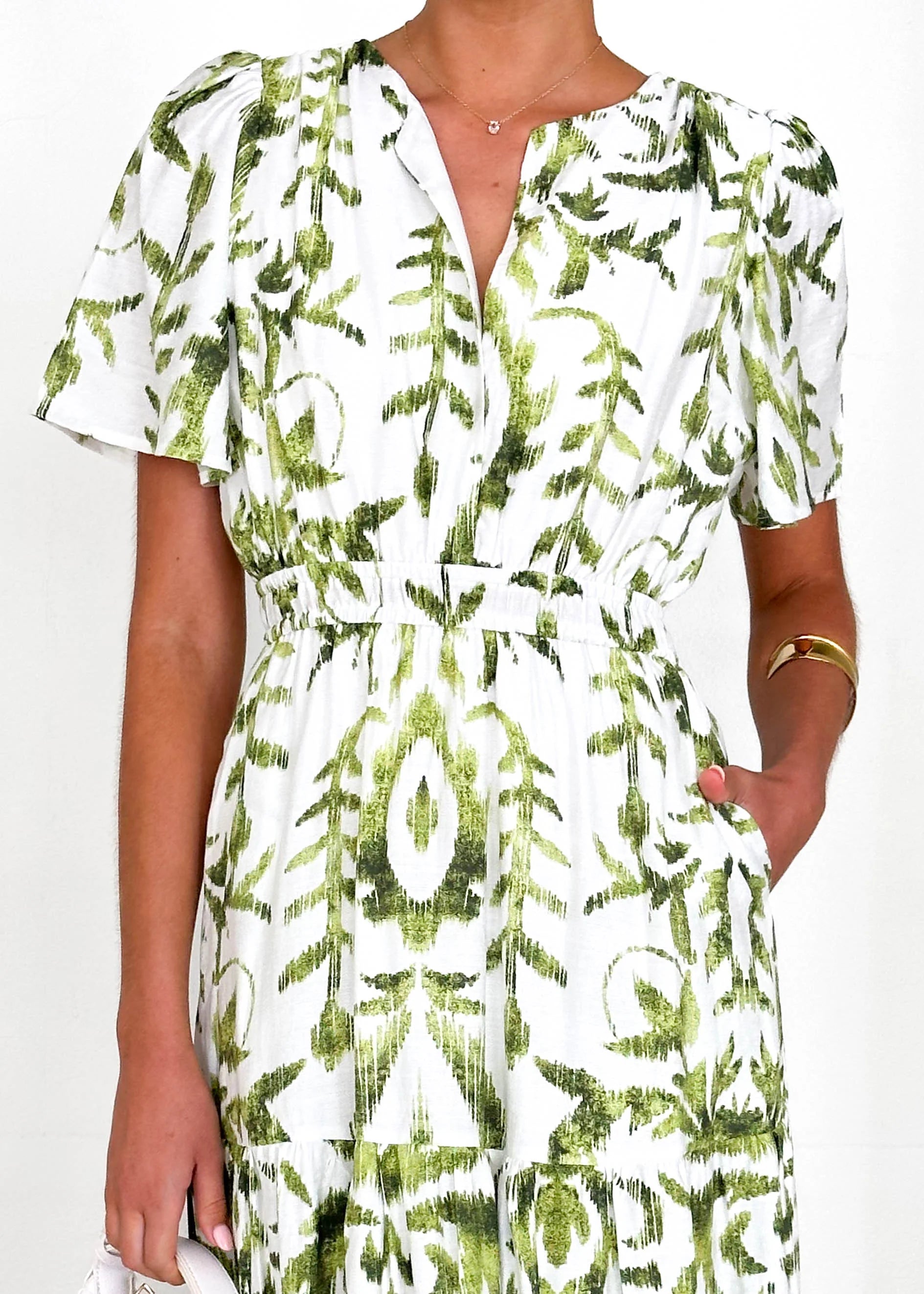 Valley Midi Dress - Green Abstract