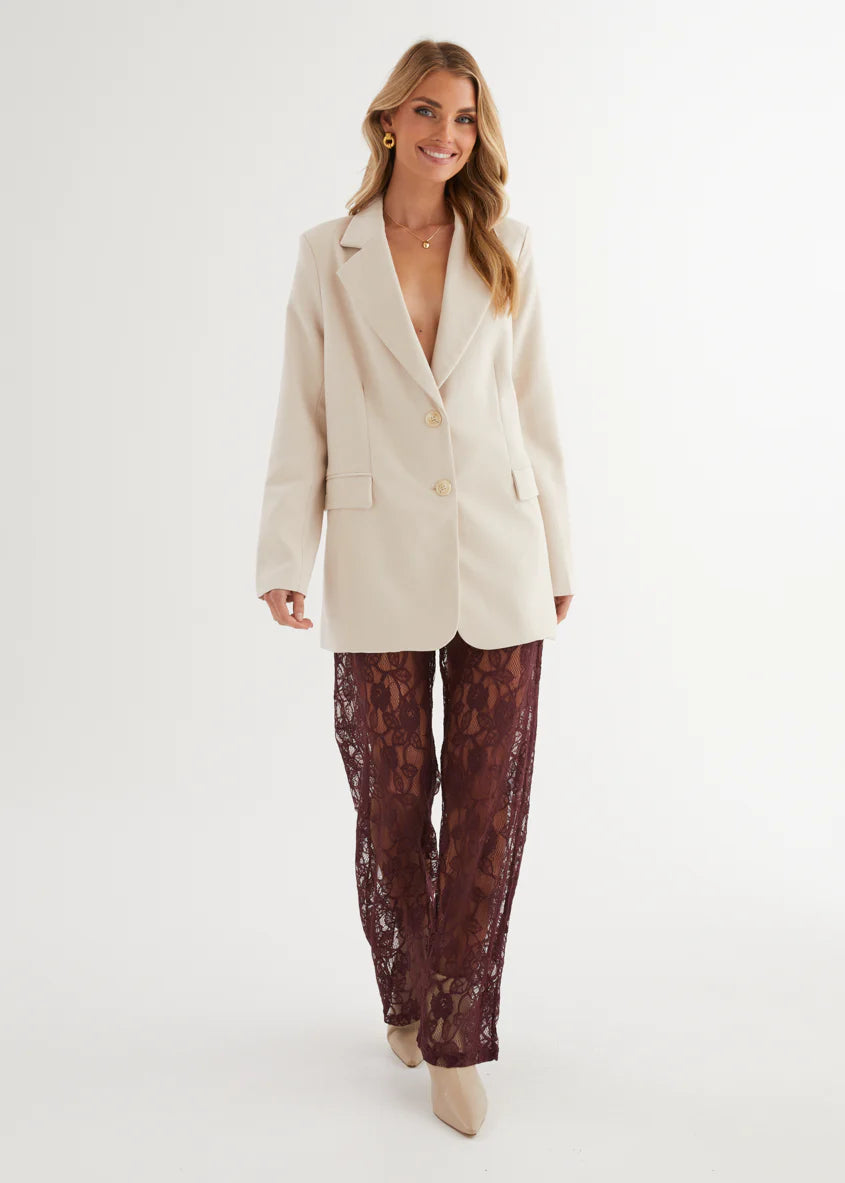 Wynter Lace Pants - Burgundy