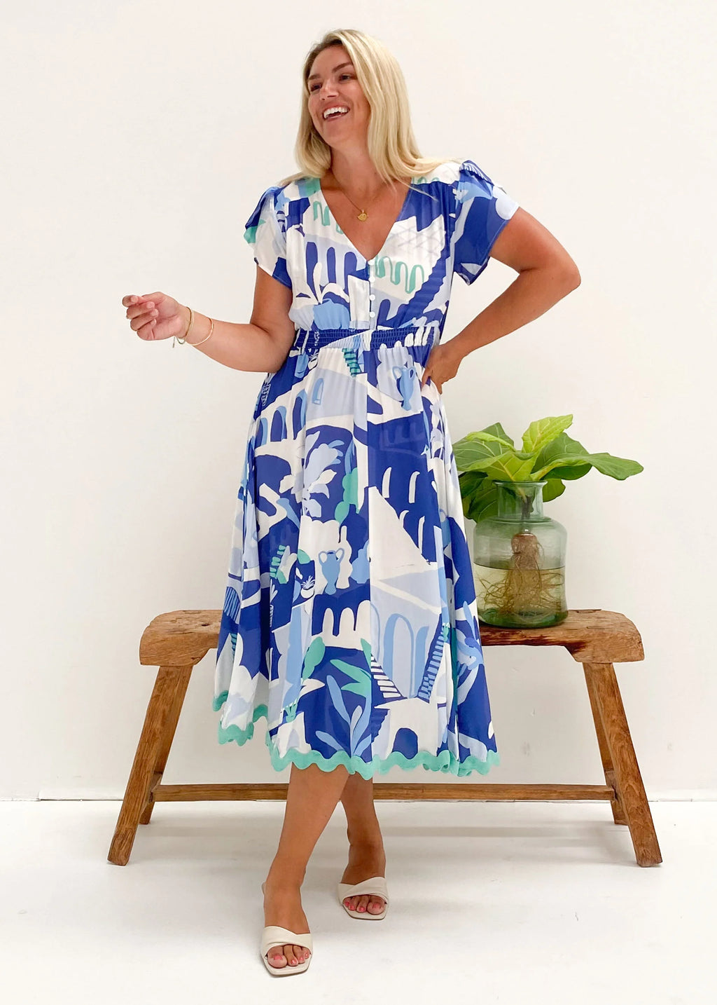 Phoenix Midi Dress - Blue Nyssa