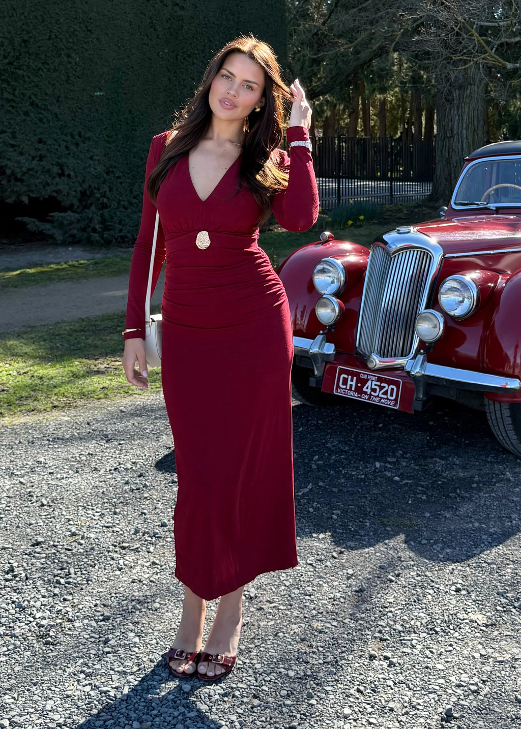 Alysse Midi Dress - Wine