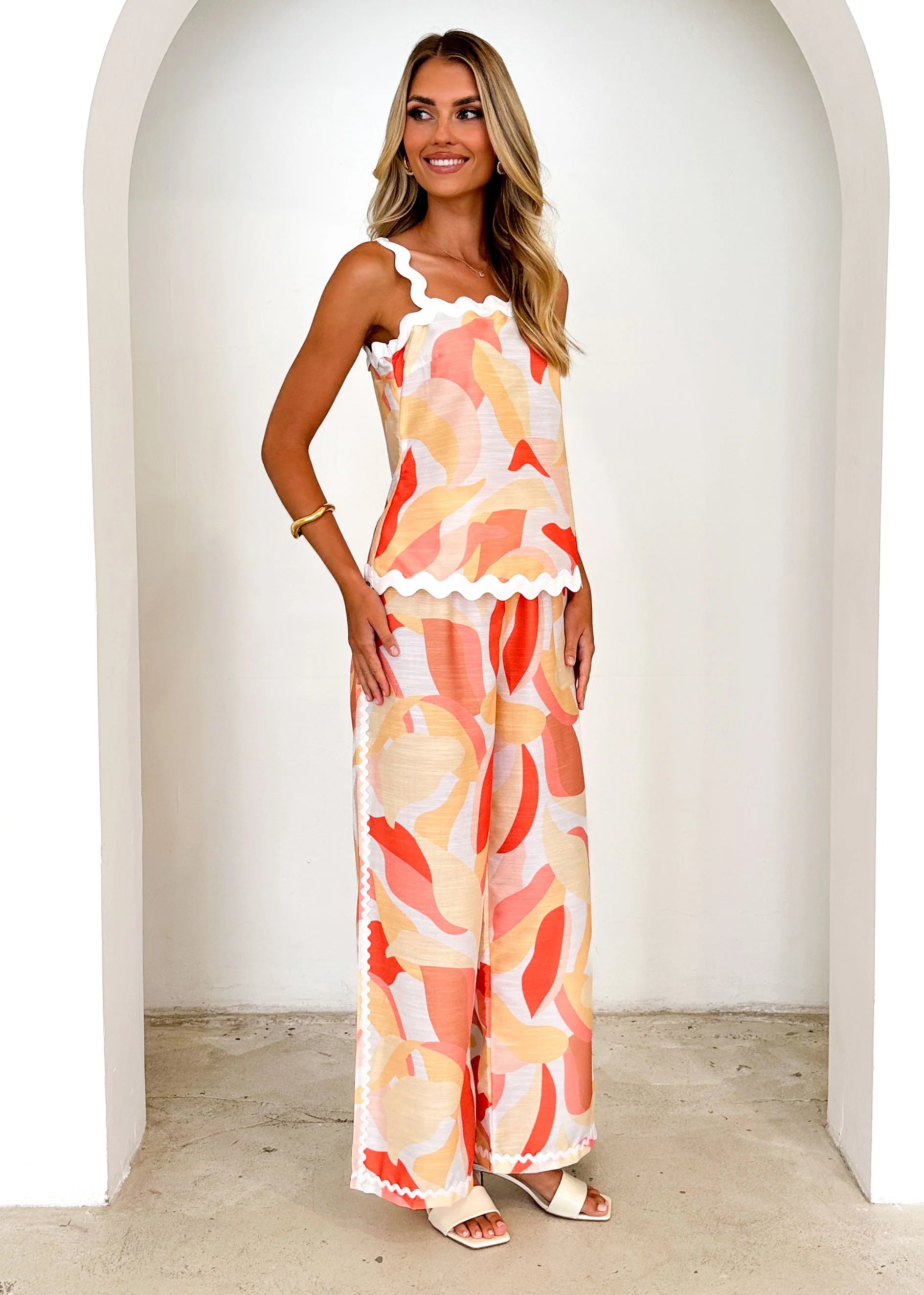 Coast Pants - Peach Abstract