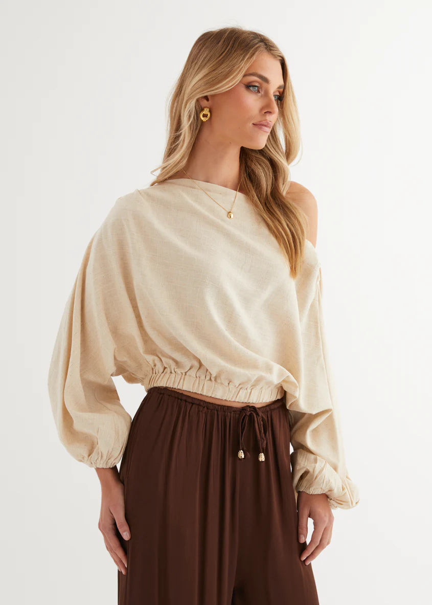 Marlowe Drop Shoulder Top - Natural